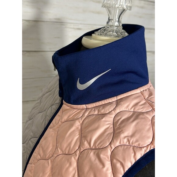 NIKE Aerolayer Womens Colorblock Quilted Puffer Full Zip RUNNING Vest Size LARGE - Picture 2 of 16